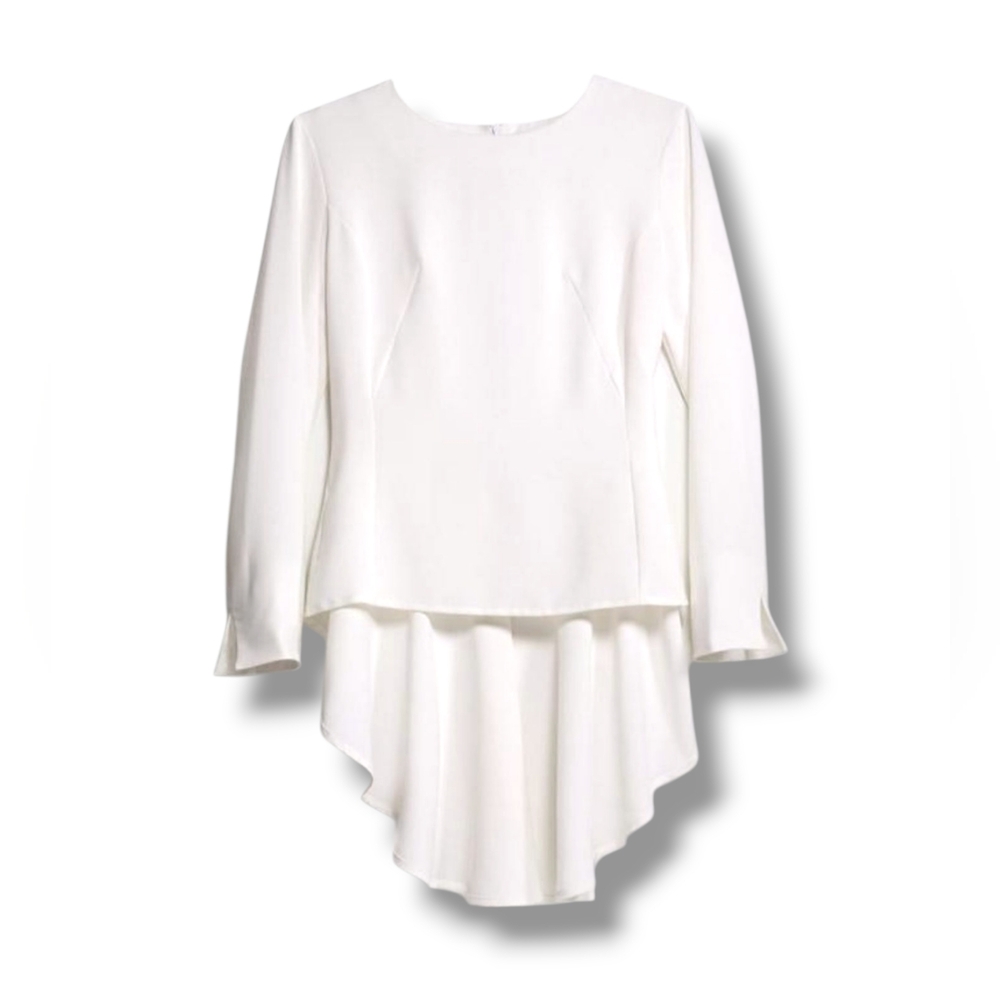 Mark "Flow With It" Ivory High Low 3/4 Sleeve Blouse | Large